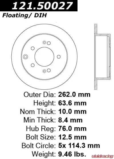 Centric C-Tek Standard Brake Rotor 121.50027 - 121.50027