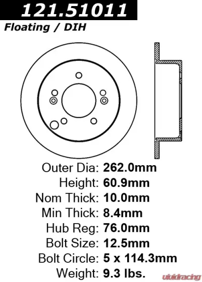 Centric C-Tek Standard Brake Rotor 121.51011 - 121.51011