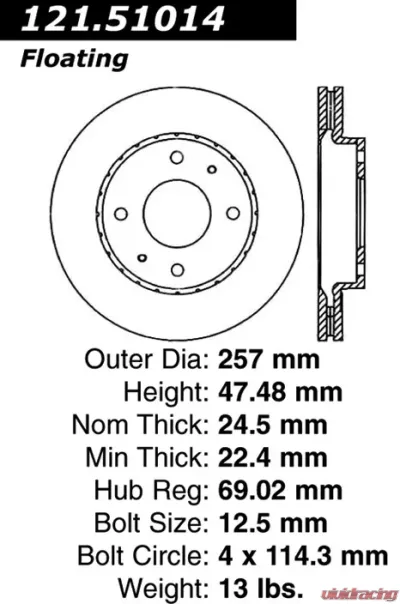 Centric C-Tek Standard Brake Rotor 121.51014 - 121.51014