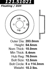 Centric C-Tek Standard Brake Rotor 121.51021                                     - 121.51021 - Image 2