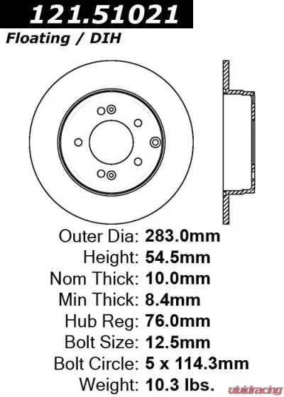Centric C-Tek Standard Brake Rotor 121.51021 - 121.51021