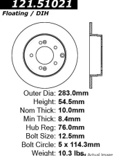Centric C-Tek Standard Brake Rotor 121.51021                                     - 121.51021 - Image 2
