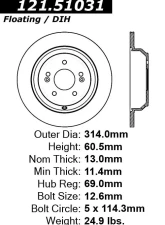 Centric C-Tek Standard Brake Rotor 121.51031                                     - 121.51031 - Image 4