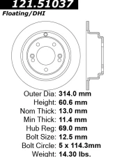 Centric C-Tek Standard Brake Rotor 121.51037                                     - 121.51037 - Image 4