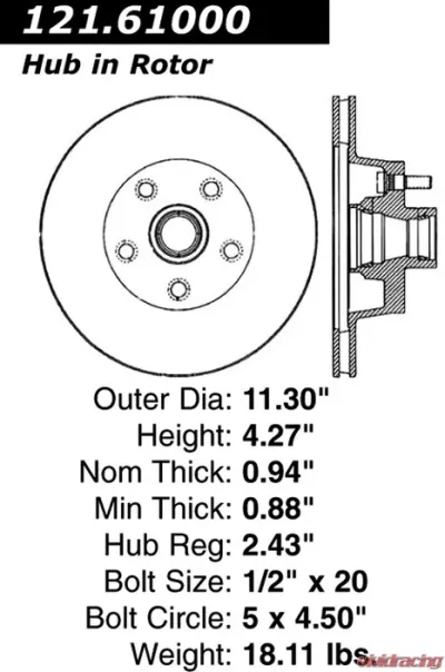 Centric C-Tek Standard Brake Rotor 121.61000 - 121.61000