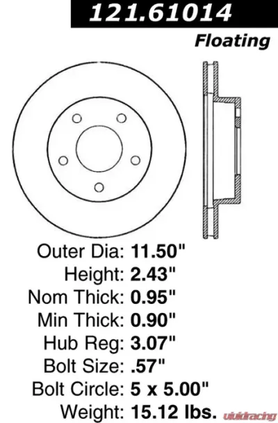 Centric C-Tek Standard Brake Rotor 121.61014 - 121.61014