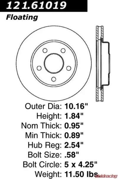 Centric C-Tek Standard Brake Rotor 121.61019 - 121.61019