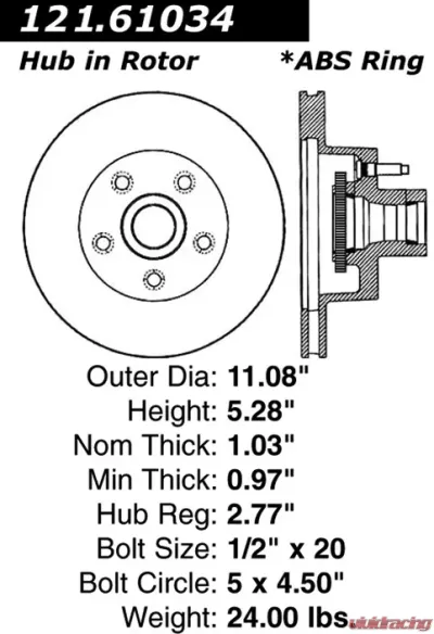 Centric C-Tek Standard Brake Rotor 121.61034 - 121.61034