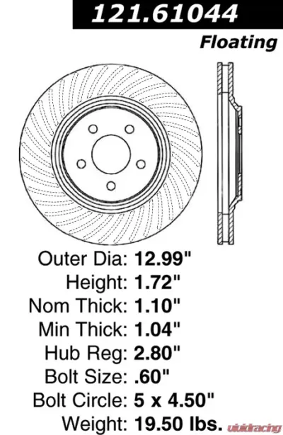 Centric C-Tek Standard Brake Rotor 121.61044 - 121.61044