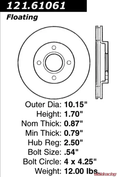 Centric C-Tek Standard Brake Rotor 121.61061 - 121.61061