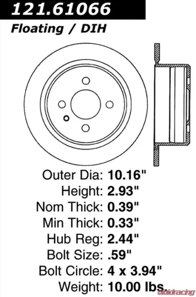 Centric C-Tek Standard Brake Rotor 121.61066 - 121.61066