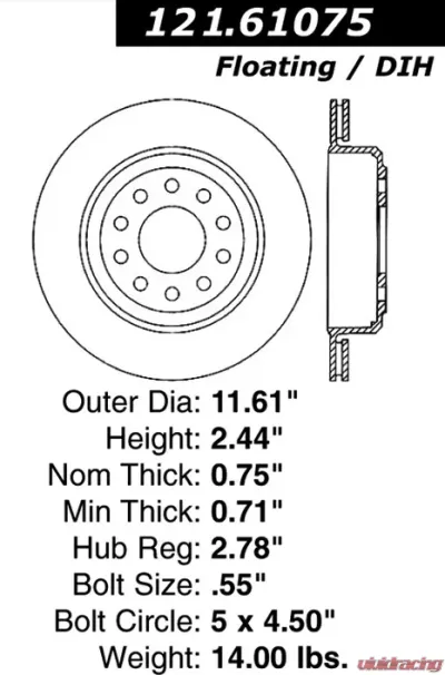 Centric C-Tek Standard Brake Rotor 121.61075 - 121.61075