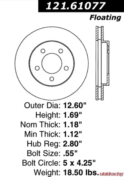 Centric C-Tek Standard Brake Rotor 121.61077 - 121.61077