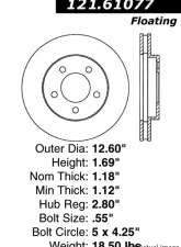 Centric C-Tek Standard Brake Rotor 121.61077                                     - 121.61077 - Image 5