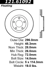 Centric C-Tek Standard Brake Rotor 121.61092                                     - 121.61092 - Image 4