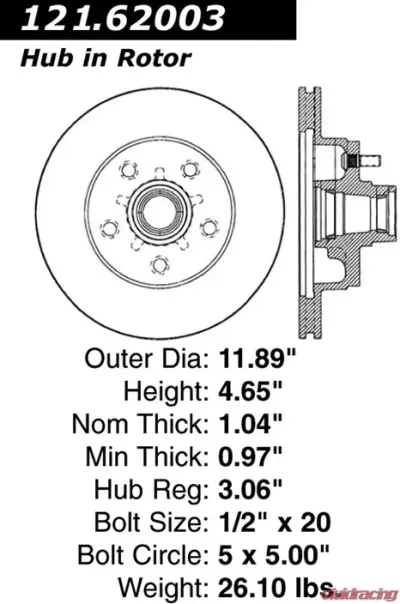 Centric C-Tek Standard Brake Rotor 121.62003 - 121.62003