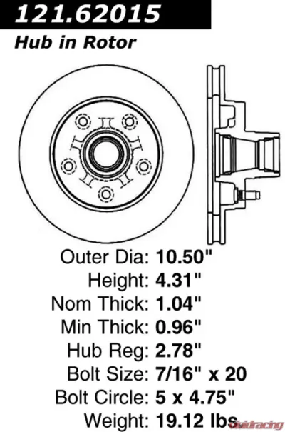 Centric C-Tek Standard Brake Rotor 121.62015 - 121.62015