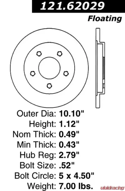 Centric C-Tek Standard Brake Rotor 121.62029 - 121.62029