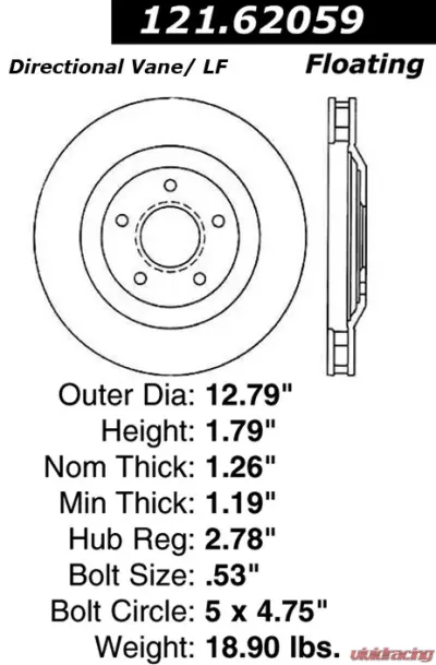 Centric C-Tek Standard Brake Rotor 121.62059 - 121.62059