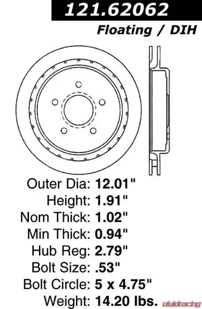 Centric C-Tek Standard Brake Rotor 121.62062 - 121.62062