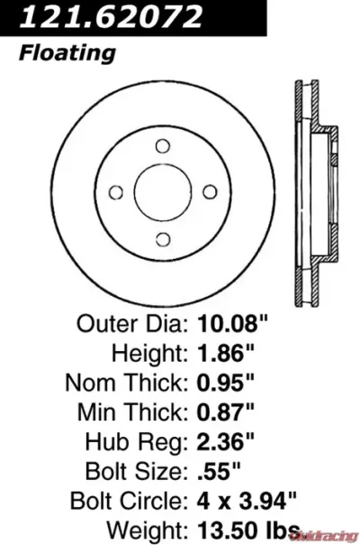 Centric C-Tek Standard Brake Rotor 121.62072 - 121.62072