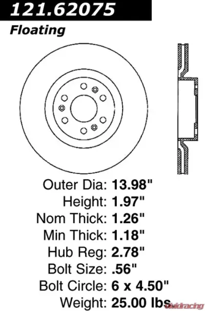 Centric C-Tek Standard Brake Rotor 121.62075 - 121.62075