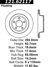 Centric C-Tek Standard Brake Rotor 121.62117                                     - 121.62117 - Image 4