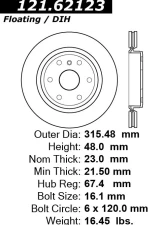 Centric C-Tek Standard Brake Rotor 121.62123                                     - 121.62123 - Image 4
