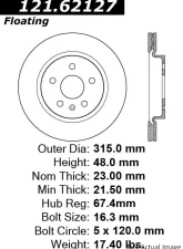 Centric C-Tek Standard Brake Rotor 121.62127                                     - 121.62127 - Image 5