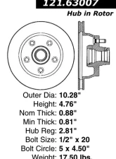 Centric C-Tek Standard Brake Rotor 121.63007                                     - 121.63007 - Image 4