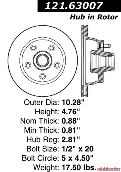 Centric C-Tek Standard Brake Rotor 121.63007 - 121.63007
