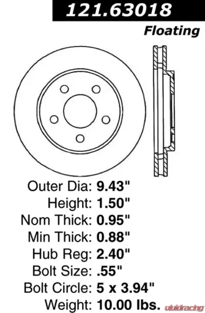 Centric C-Tek Standard Brake Rotor 121.63018 - 121.63018