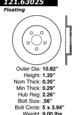 Centric C-Tek Standard Brake Rotor 121.63025                                     - 121.63025 - Image 4