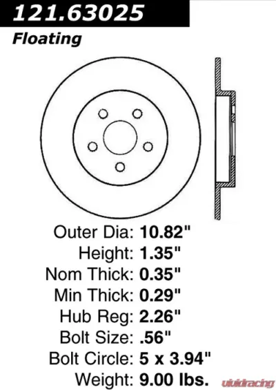 Centric C-Tek Standard Brake Rotor 121.63025 - 121.63025