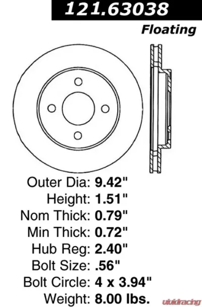 Centric C-Tek Standard Brake Rotor 121.63038 - 121.63038