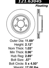 Centric C-Tek Standard Brake Rotor 121.63045                                     - 121.63045 - Image 4