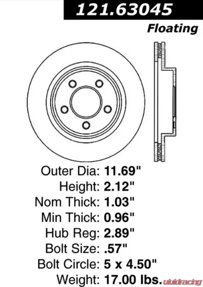 Centric C-Tek Standard Brake Rotor 121.63045 - 121.63045