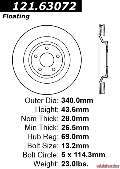 Centric C-Tek Standard Brake Rotor 121.63072 - 121.63072