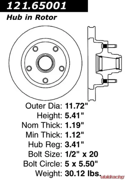Centric C-Tek Standard Brake Rotor 121.65001 - 121.65001