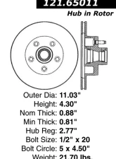 Centric C-Tek Standard Brake Rotor 121.65011                                     - 121.65011 - Image 4