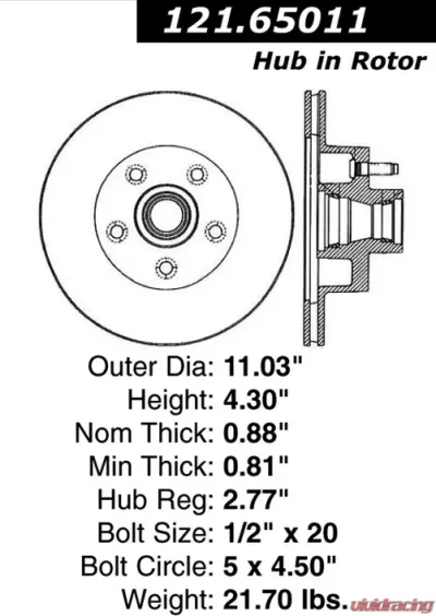 Centric C-Tek Standard Brake Rotor 121.65011 - 121.65011