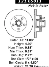 Centric C-Tek Standard Brake Rotor 121.65011                                     - 121.65011 - Image 5