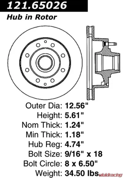 Centric C-Tek Standard Brake Rotor 121.65026 - 121.65026