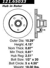 Centric C-Tek Standard Brake Rotor 121.65033                                     - 121.65033 - Image 4