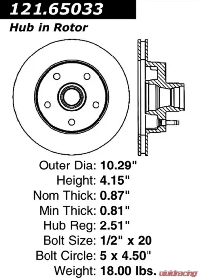 Centric C-Tek Standard Brake Rotor 121.65033 - 121.65033