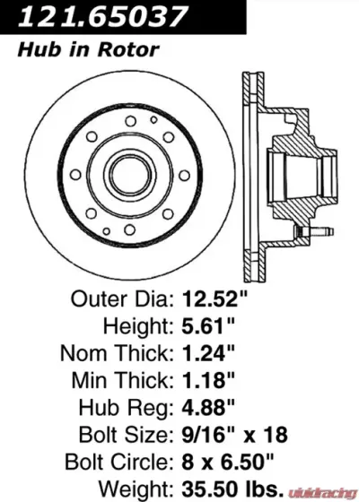 Centric C-Tek Standard Brake Rotor 121.65037 - 121.65037