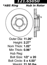 Centric C-Tek Standard Brake Rotor 121.65050                                     - 121.65050 - Image 4