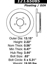 Centric C-Tek Standard Brake Rotor 121.65085                                     - 121.65085 - Image 4