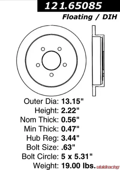 Centric C-Tek Standard Brake Rotor 121.65085 - 121.65085