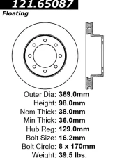 Centric C-Tek Standard Brake Rotor 121.65087                                     - 121.65087 - Image 4